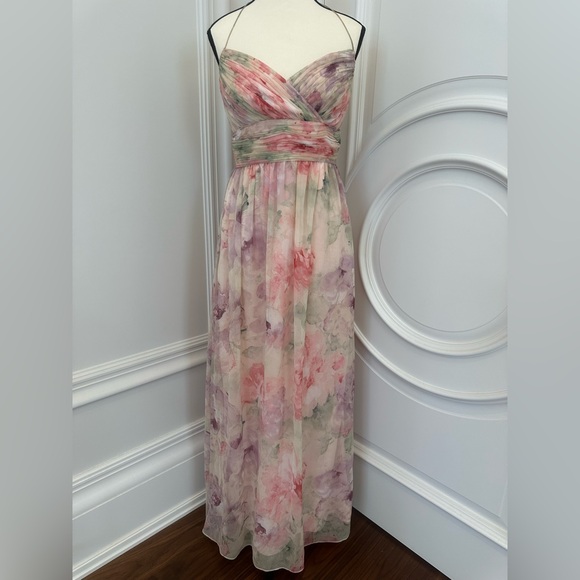 Ralph Lauren Pink Floral Sweetheart Neckline Halter Maxi Dress (Size 8) - Picture 2 of 8
